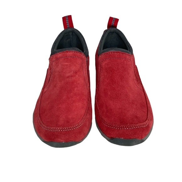 Lands’ End Red Suede Slip-On Mocs - Picture 1 of 11